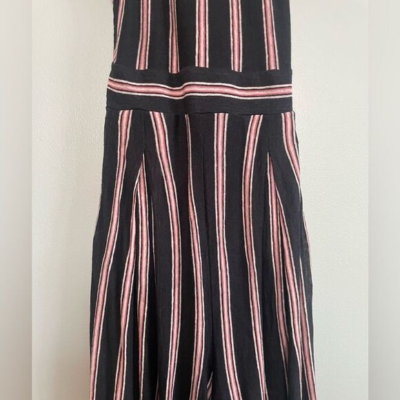 Joie Halter Black and Pink Striped Wide leg Cropped Jumpsuit SZ XXS - Picture 4 of 8